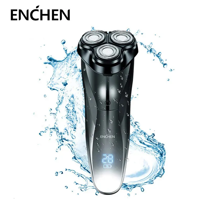 Lâminas de barbear Enchen Blackstone3 Barbeador elétrico 3D lâmina tripla flutuante máquina de barbear lavável USB recarregável aparador de barba 231013