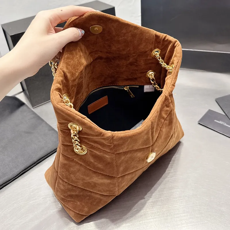 Omuz Çantaları Tasarımcı Kadınlar Loulou Puffer Süet Messenger Çantası Fransa Marka Y Taşlı Deri Crossbody Çanta Leydi Çift Zincir Kayışlar Omuz Çantaları