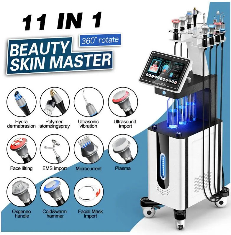 Ny uppgradering 11 i 1 Hydra Dermabrasion Microdermabrasion Machine EMS RF Skin Rejuvenation Freckle Removal Oxygen Jet Peel Ansiktsskönhetsutrustning