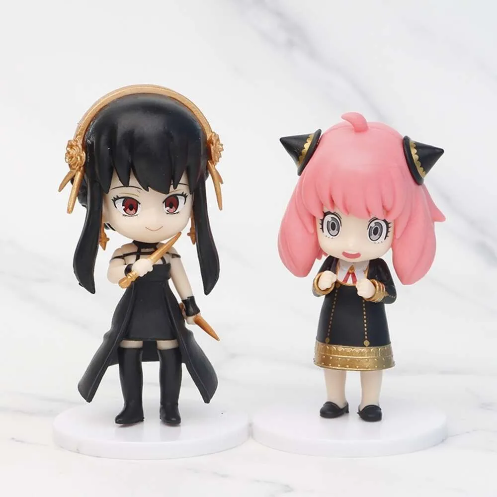 Costumes de mascotte / set Anime Figure 10cm Q Version Spyfamily Anya Forger Petit Bean Mind Reading Uniforme Mignon Modèle Poupée Jouet Cadeau Collecter Pvc