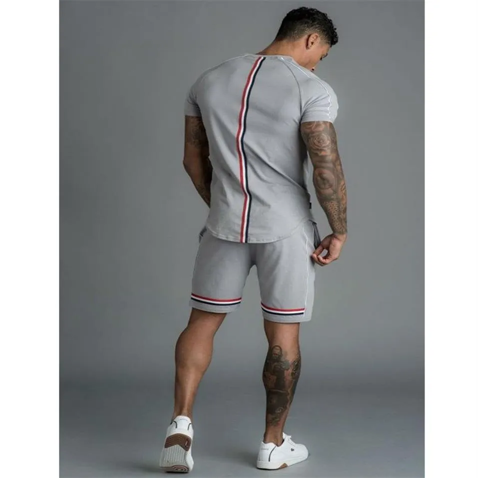 Heren trainingspakken met korte mouwen stiksels pak heren twee stukken heren sets T-shirt shorts casual trainingspak set sweatsuit patchwork182v