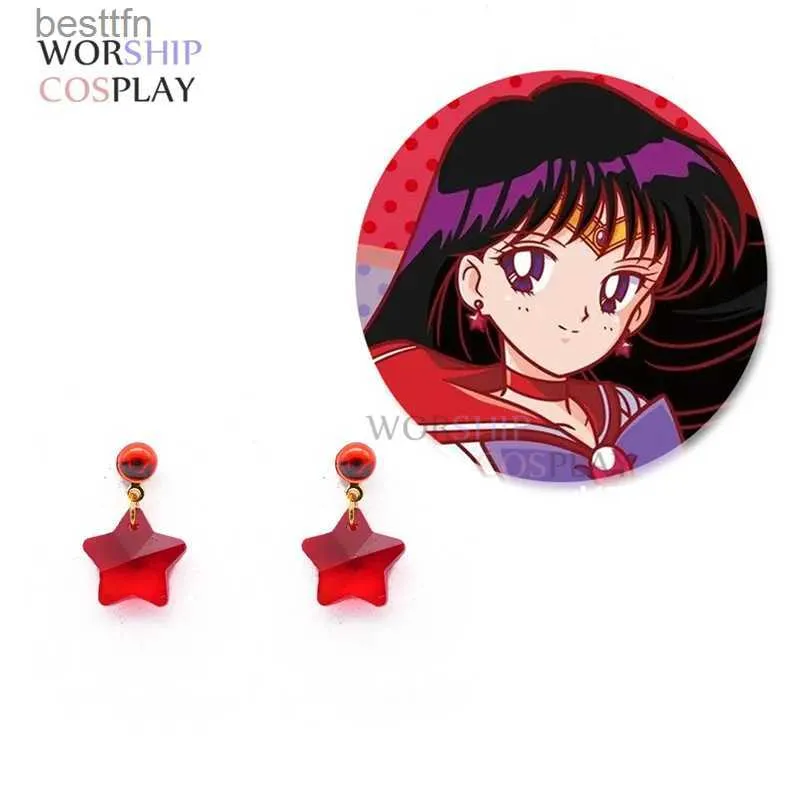 Thema Kostüm Sailor Mars Hino Rei Cosplay Ohrringe Tiara Red Ear d Cosplay Accesseries Cos Prop Für durchbohrte OhrenL231013