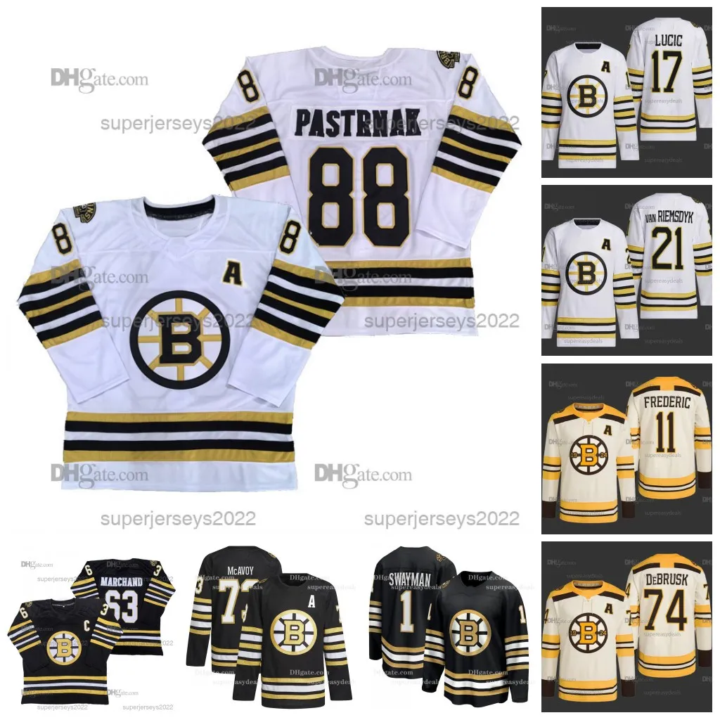 Boston 88 David Pastrnak Bruins Jersey Patrice Bergeron Brad Marchand Milan Lucic Hampus Lindholm Linus Ullmark Jake DeBrusk Charlie McAvoy Kevin Shattenkirk