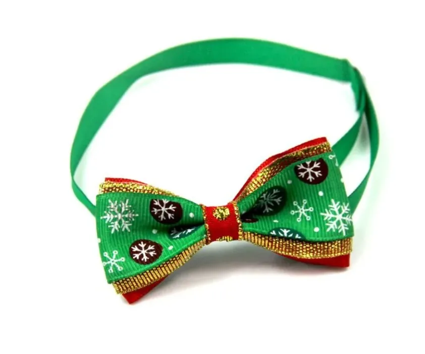 New Pet puppy Cat Dog Christmas tree snowflakes bow tie necklace collar bowknot necktie grooming for pet supplier decoration Costume