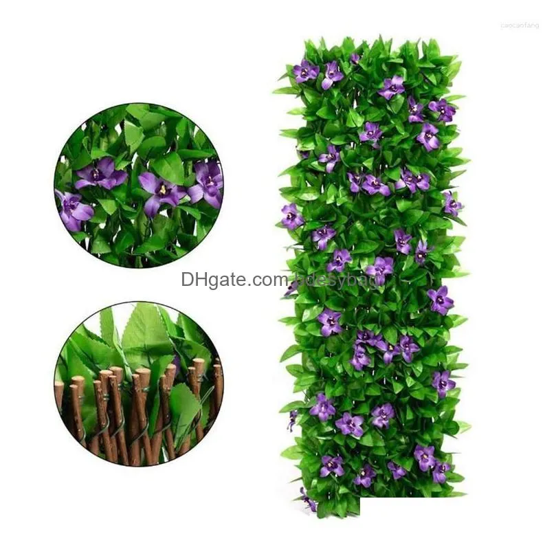 Decorative Flowers Expandable Fence Artificial Leaves Unique Look Accessory For Walls Greenery Outdoor Courtyard Balconies And Dhqos