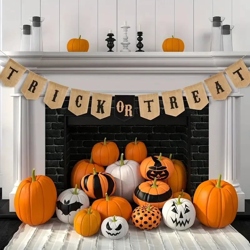 Assuste sua casa com este banner de serapilheira de doces ou travessuras de Halloween!