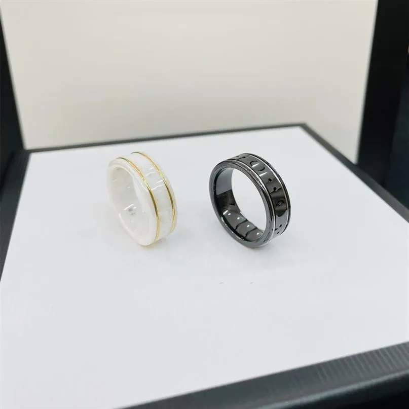 Nieuwe Stijl Paar Ring Mode Eenvoudige Brief Ring Keramisch Materiaal Liefhebbers Ring Mode-sieraden Supply296c