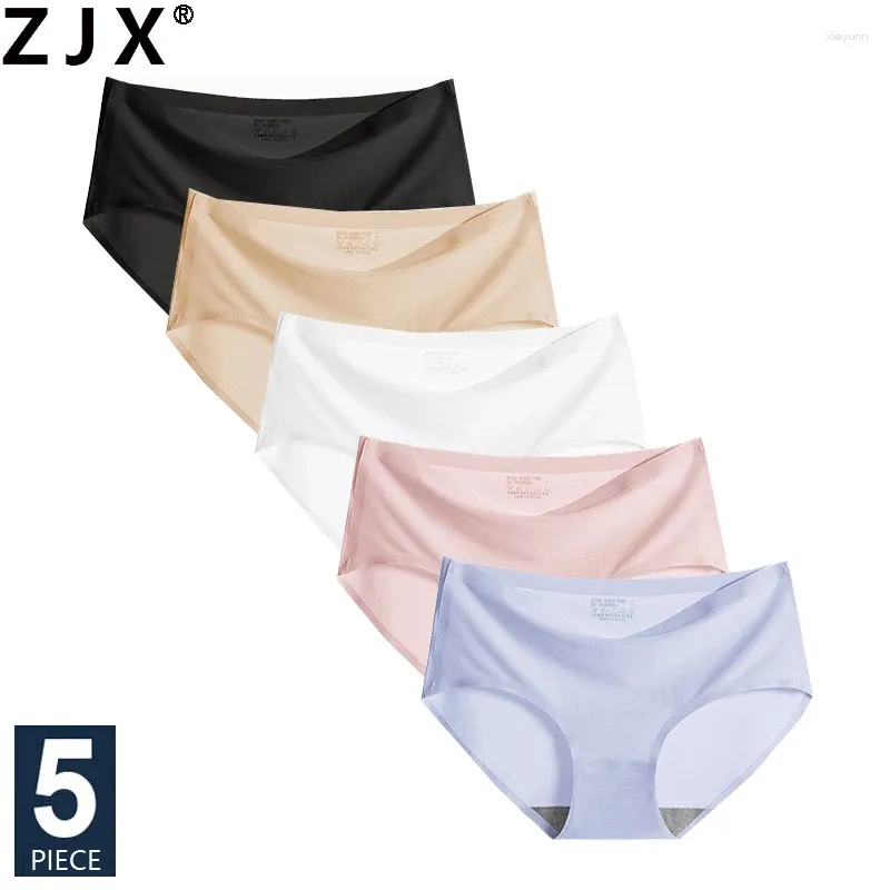  Women's Underwear Ice Silk Panties Sexy Mid-Waist