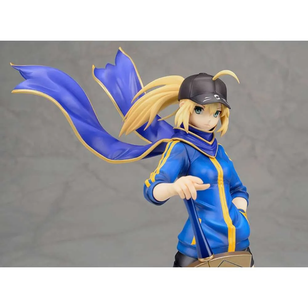 Mascot Costumes 23cm Anime Sexy Figure Alter Saber Fate Stay Night Blue Sportswear Cap Excalibur Standding Pose Model Dolls Toy Gift Collect