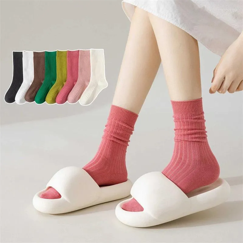 Women Socks For Autumn Trendy Candy Color Cotton Breathable Girl Crew Striped Colorful Summer Thin Ladies Casual