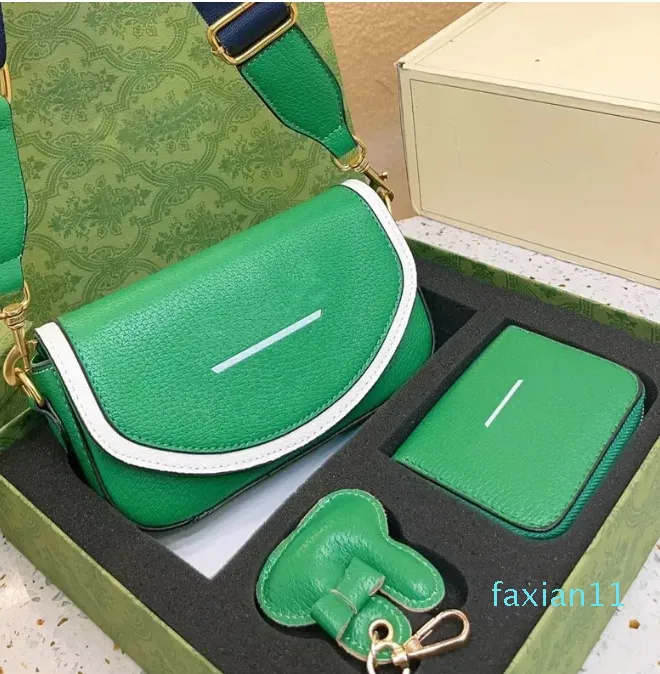 Borsa Borse Borsa Set da 3 pezzi Pochette con patta quadrata Borse a tracolla Stampa di lettere Hardware in metallo Portafogli con cerniera a tessitura a righe rimovibili