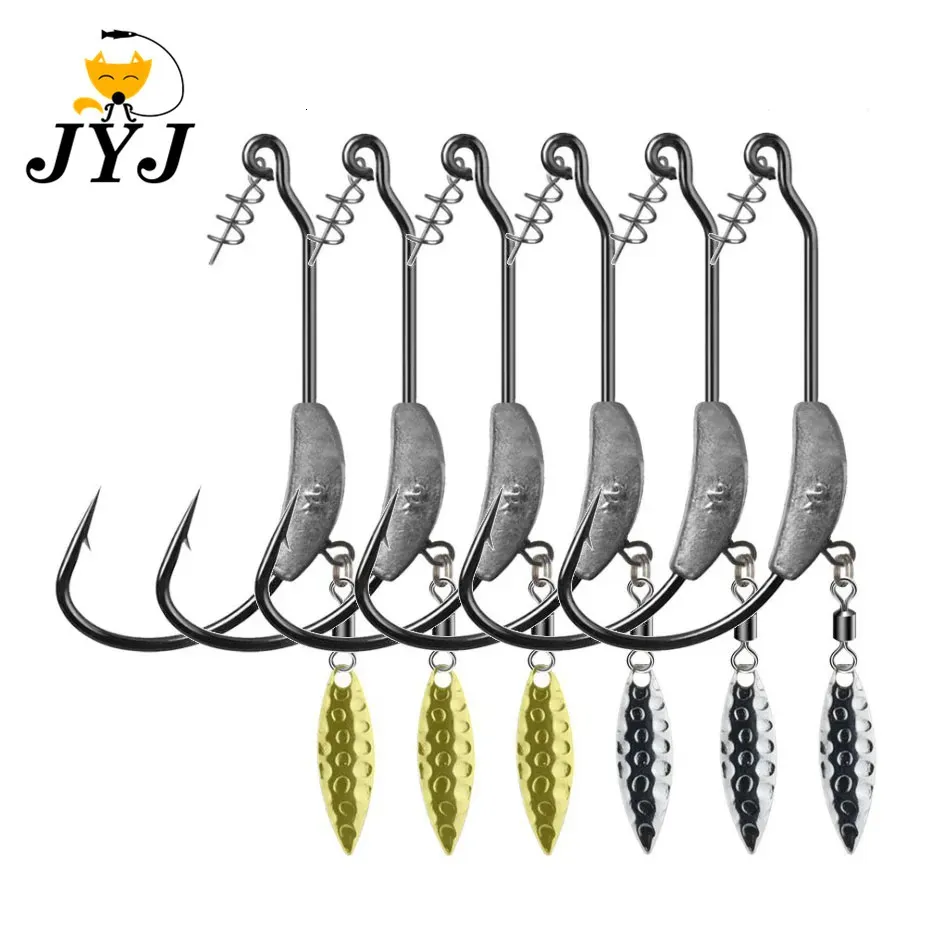 Fiskekrokar JYJ 3PCSLOT 3.8G 5.7G 6.2G Jig Head Fish Hook Jig Hooks For Soft Fishing Bait of Carbon Steel Hooks With Rattle Spoon 231013