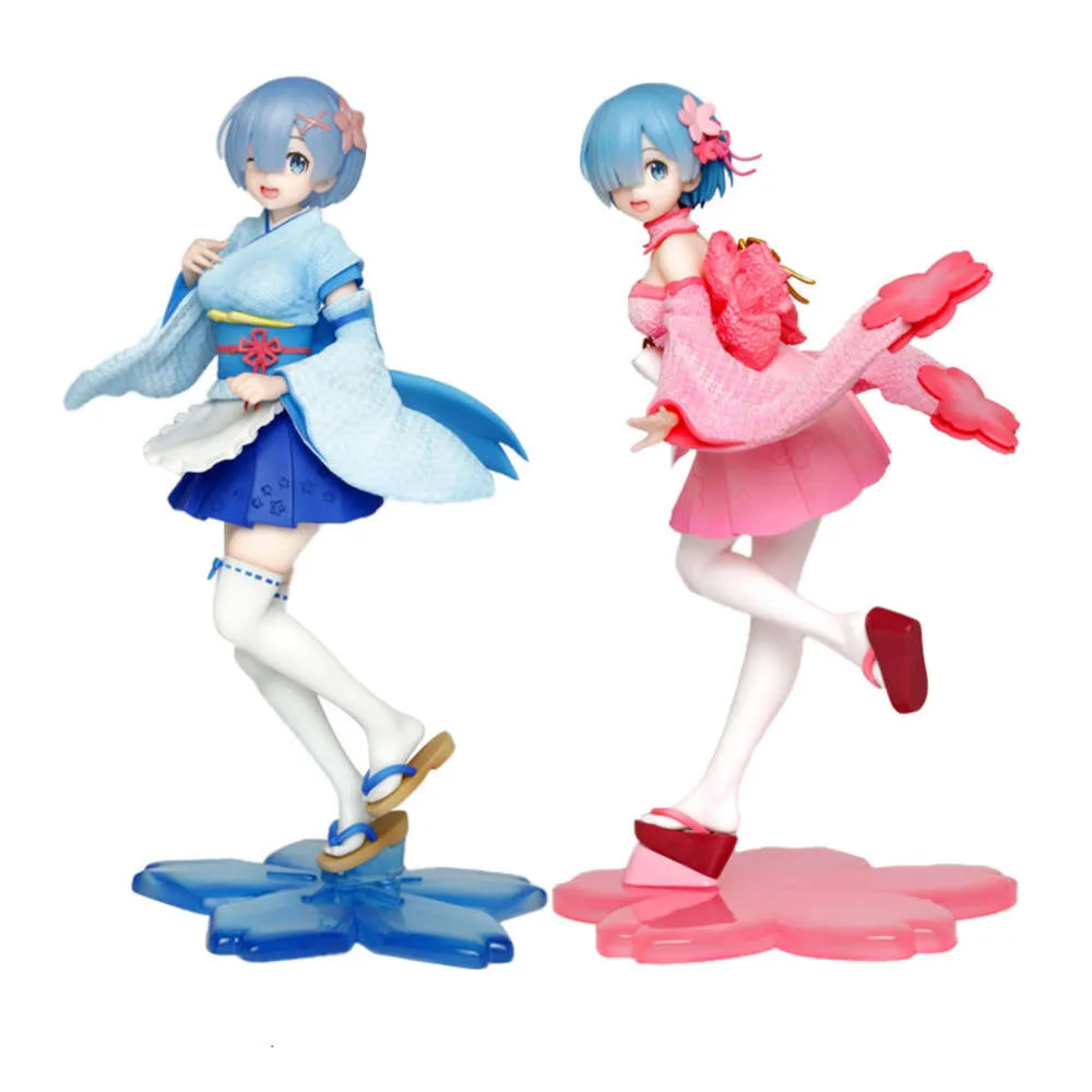 Mascot kostymer 22 cm anime figur rem re: liv i en annan värld från noll kimono kjoldräkt stående pose modell doll leksak present collect box