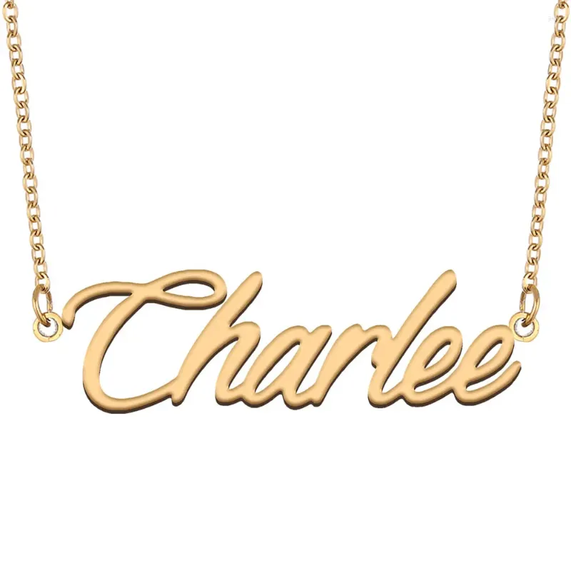 Pendant Necklaces Charlee Nameplate Necklace For Women Stainless Steel Jewelry Gold Plated Name Chain Femme Mothers Girlfriend Gift