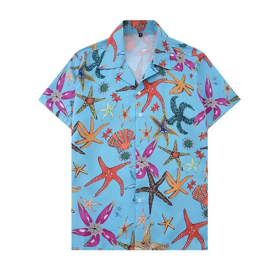 2022 Nya sommardesignerskjortor Havaii Silk Bowling Shirt Casual Shirts For Men Luxury Short Sleeve Dress Shirt231T