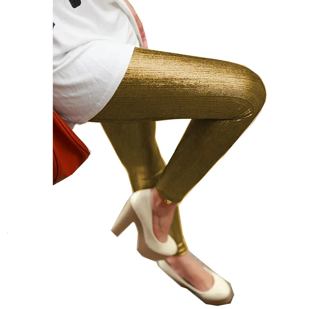 女性用レギンス女性ファッションゴールドレギングプラスサイズS-7XLレギンスエラスティックフィットネスレギングスリムプッシュアップジェギンスワークアウトガールズパンツ231013