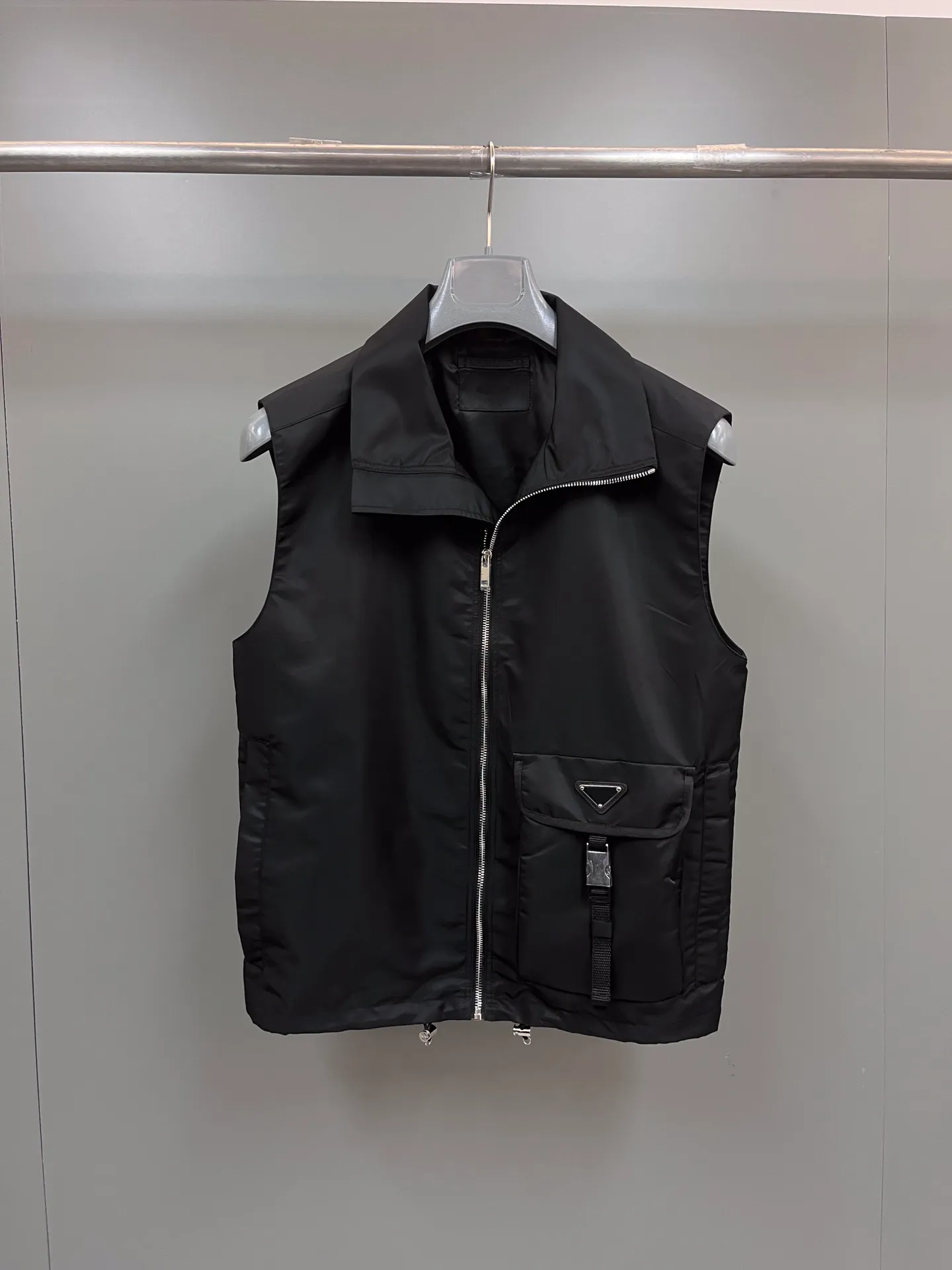 Primavera e autunno nuovo gilet nero da uomo moda cuciture tasca design gilet taglia US gilet di lusso di alta qualità