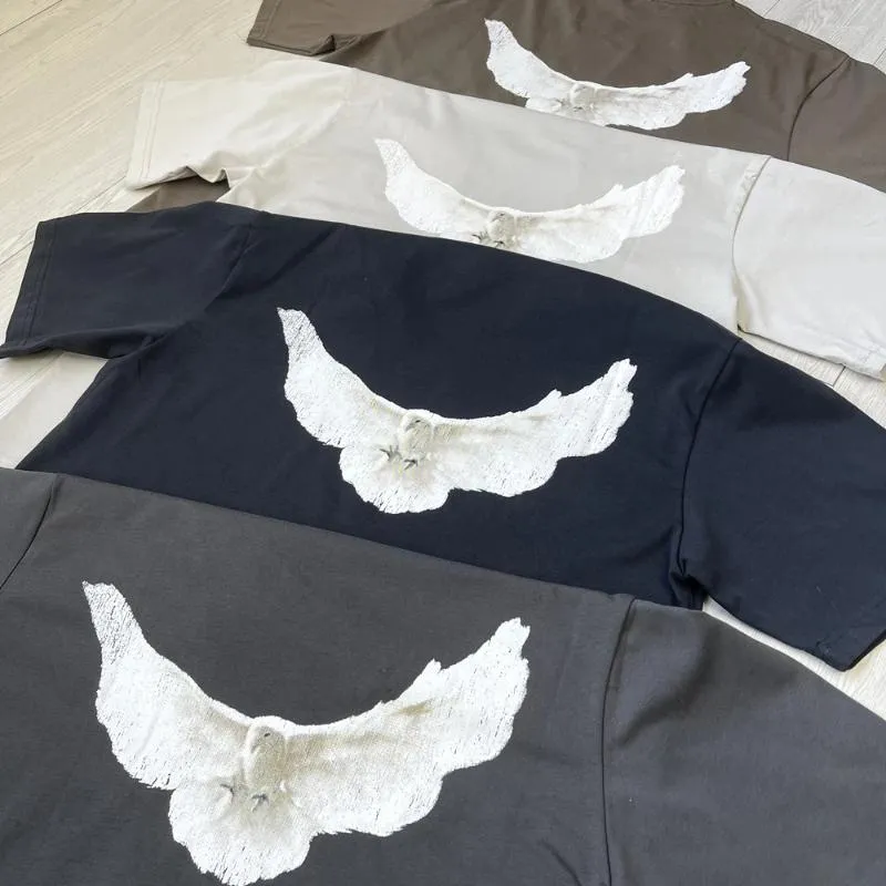 Herren-T-Shirts West Streetwear Vintage Lose Ovesized Pigeon Print T-Shirt Tops T-Shirt für Männer Y2K