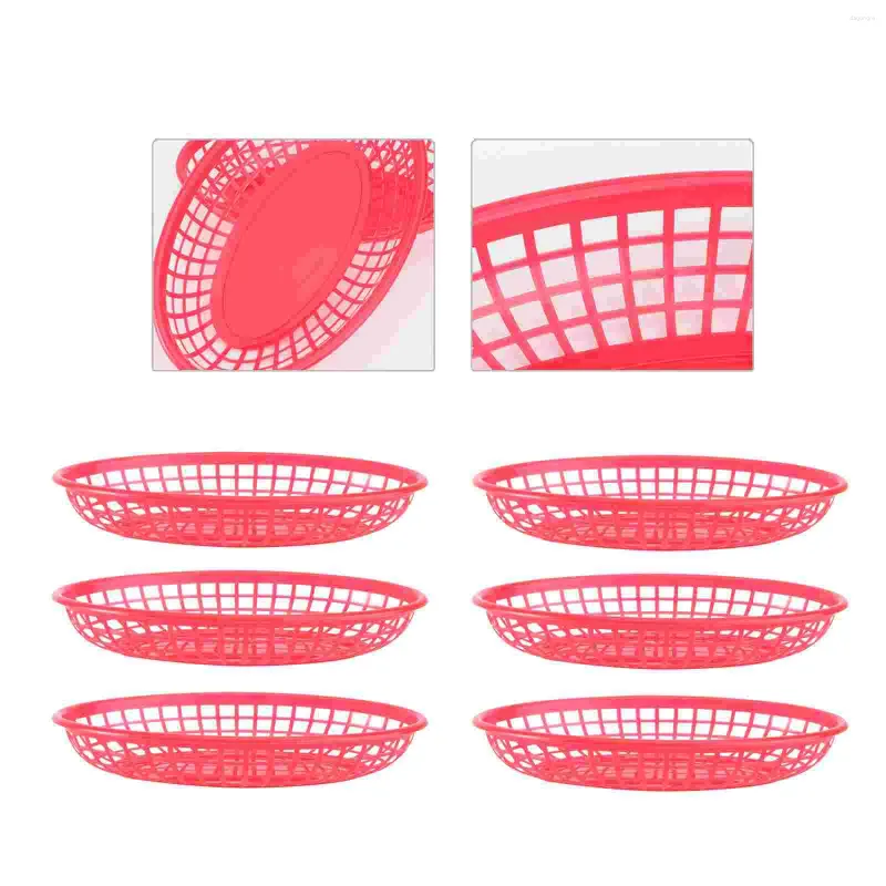 Set di stoviglie 32 pezzi Cestini veloci Cestino ovale per servire contenitori per patatine fritte Accessori da cucina (Rosso)