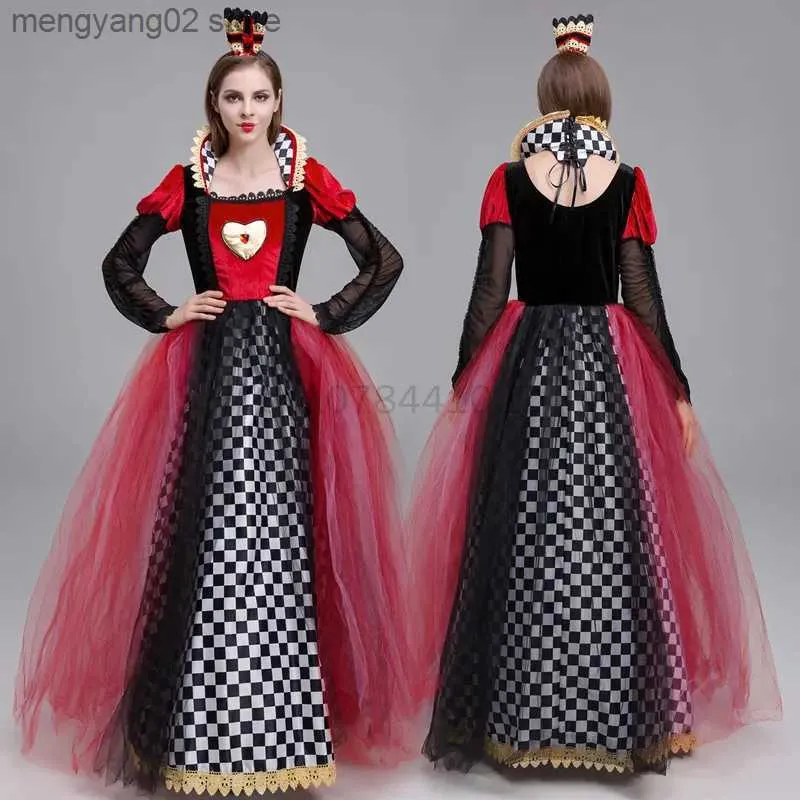 Costume à thème 2023 Robe de princesse rouge Reine des coeurs Cosplay Déguisement Delux Party Girls Halloween Carnaval Cosplay Venez Jupes en maille T231013