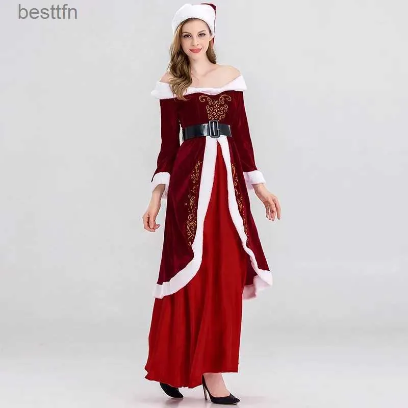 Kostium motywu Duży rozmiar Bożego Narodzenia przychodzi dla par Święty Mikołaj przychodzi, bo świąteczna odzież sukienka Setl231013