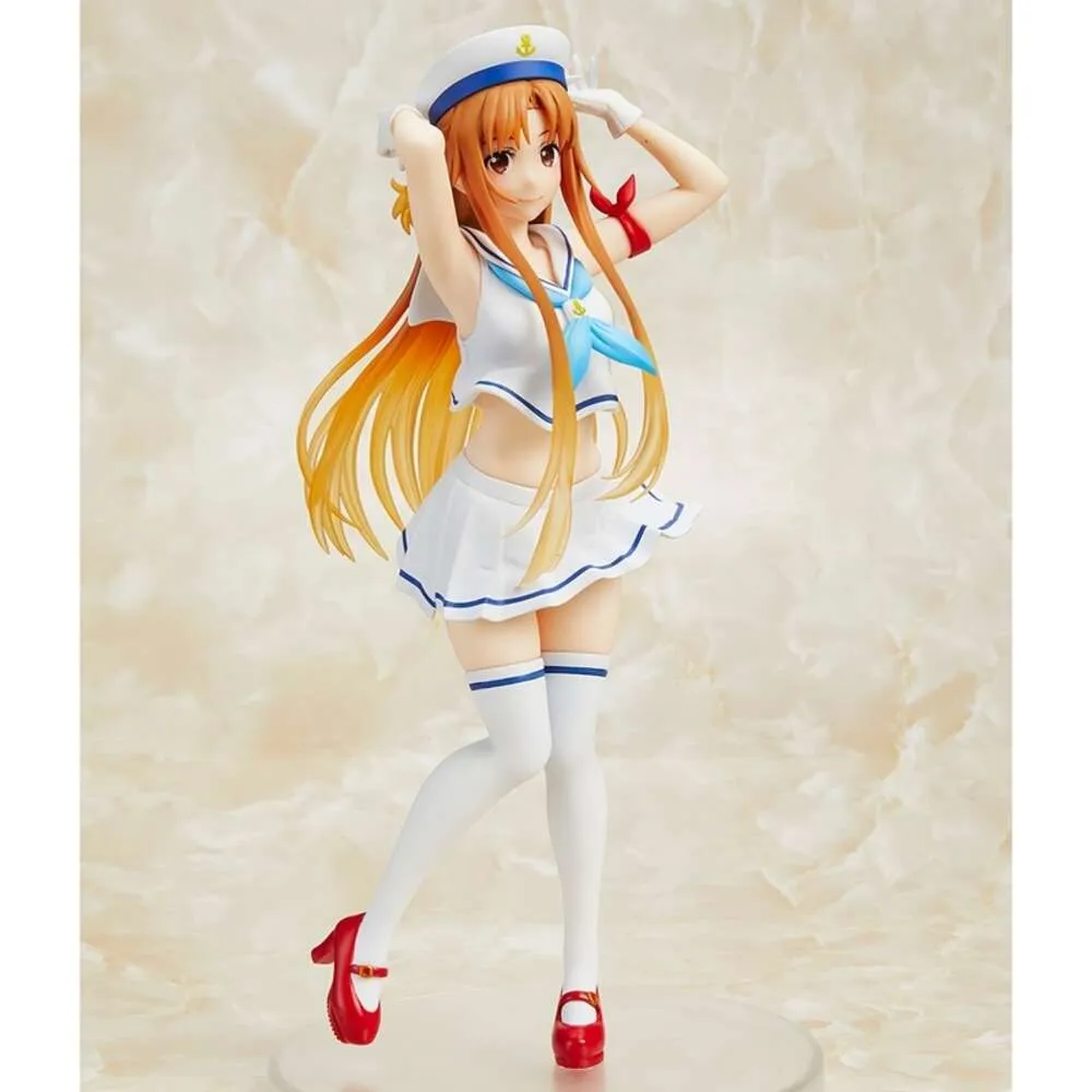 Mascottekostuums 24 cm Anime Game Figuur Japanse Anime Sword Art Online Asuna Sailor Outfit Schattig Kawaii Pose Staande Model Poppen Speelgoed Pvc