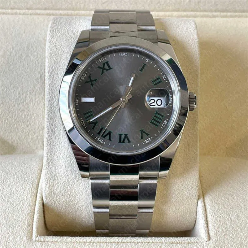 Мужские часы Rolx 2023 Luxury Clean, 41 мм, гладкая рамка, Datejust, зеленый циферблат, механизм из белого золота 18 карат, стекло, светящиеся спортивные наручные часы X9VVD