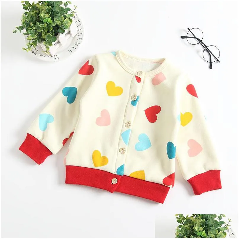 T-Shirts Baby Girl Clothing Coat With Velet Spring Fall Outwear Kids Clothes T Shirt Love Heart Design Baby, Kids Maternity Baby Kids Dh5Rj