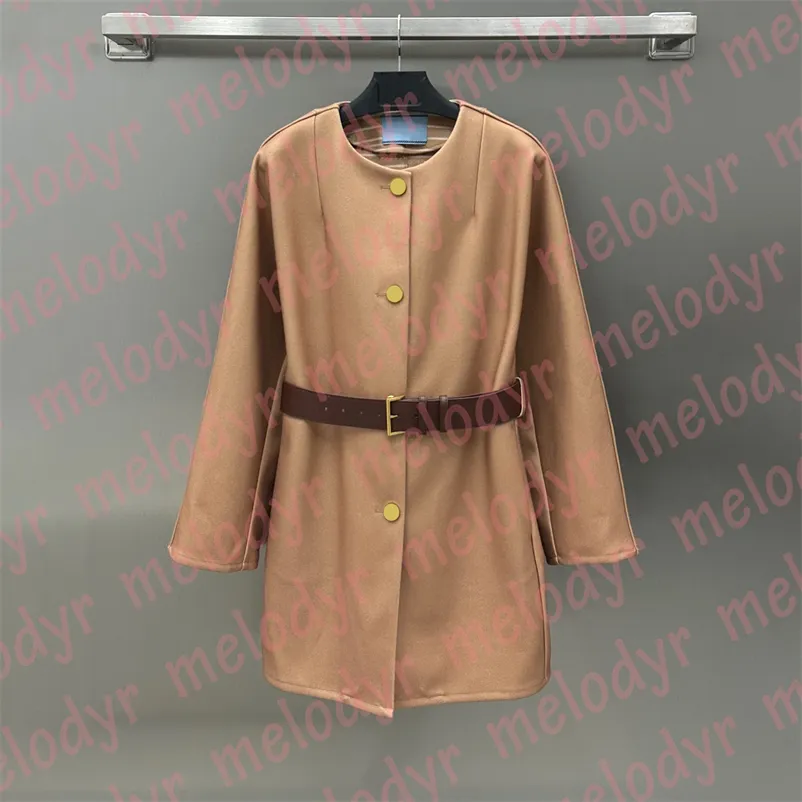 Vêtements d'extérieur en laine pour femmes, coupe-vent mélangé de styliste, col rond, mi-long, Trench-Coat avec ceinture, automne-hiver
