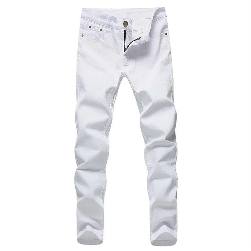 Homens estriam calças de jeans de jeans para jeans brancos para a primavera masculina e o outono Retro-Pants Jeans casuais jeans 27-36256z