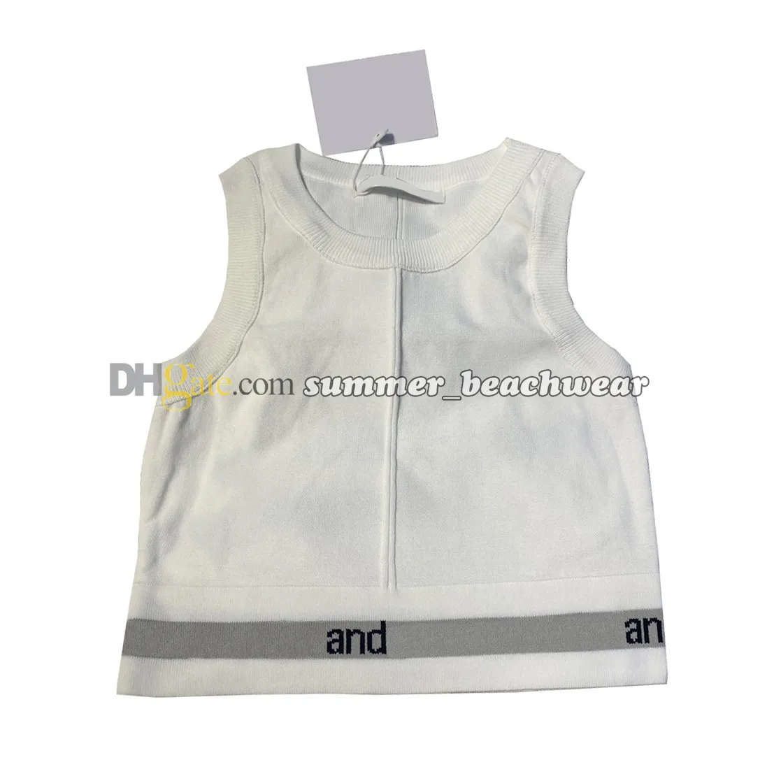 Canotte da yoga da donna Top con lettere Jacquard Crop Top T-shirt sportiva da palestra estiva Gilet lavorato a maglia di lusso da donna