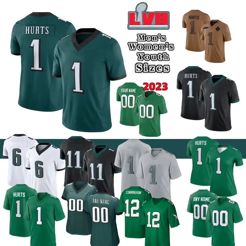 Football Jersey Jalen Hurts Brown Devonta Smith 6 Jason Kelce 62 Slay Jr 2 Carter eagleslies Men's Size S-4XL women's youth S-3XL Stitched Jerseys