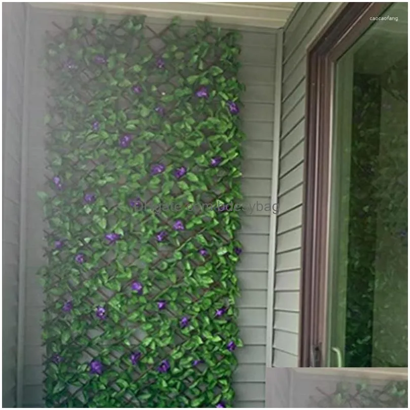 Decorative Flowers Expandable Fence Artificial Leaves Unique Look Accessory For Walls Greenery Outdoor Courtyard Balconies And Dhqos