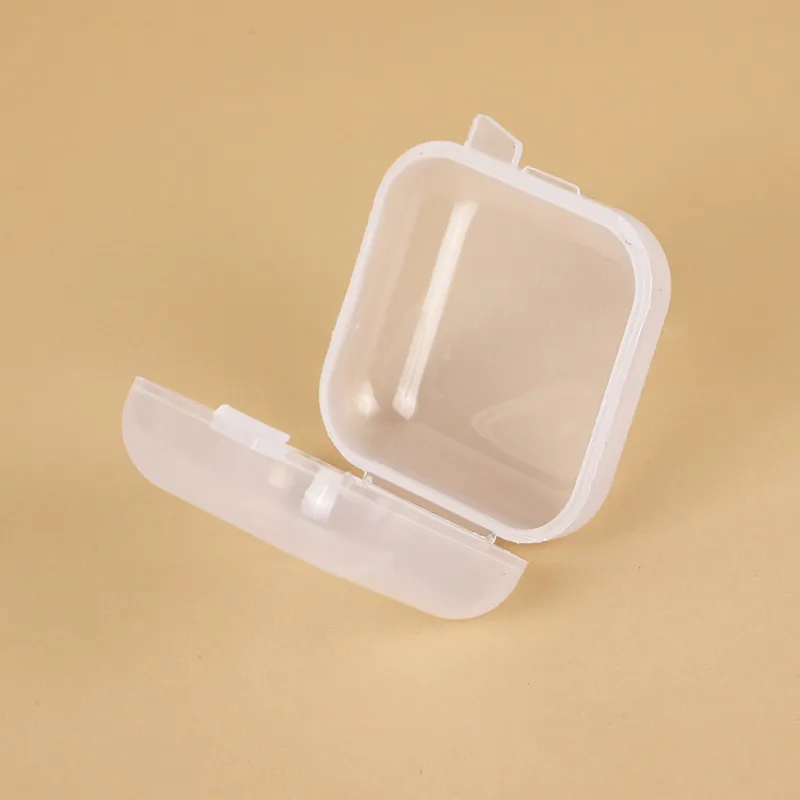 3.5*3.5*1.8cm small clear plastic beads storage containers mini clear plastic foam earplugs jewelry storage organizer box travel