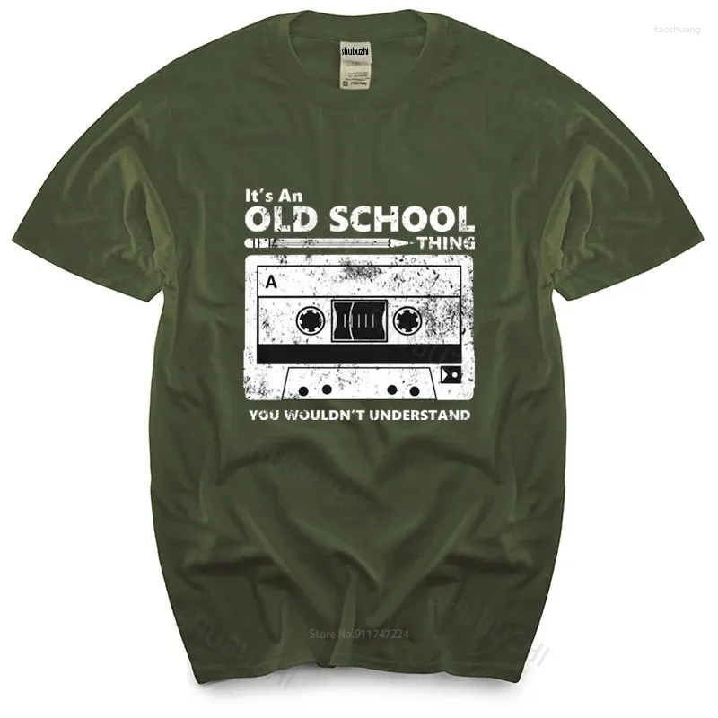 Męskie koszulki T-Shirt Men Men Man Brand Teeshirt Kaseta Pencil Słuchawki Boombox Mieszanka Old School DJ Deejay Tee Cotton Man Shirt