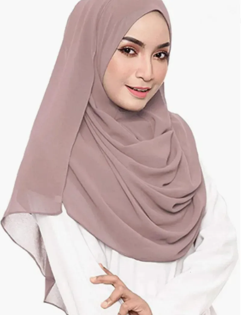 Halsdukar 70180 cm muslimsk chiffong hijab sjalar halsduk kvinnor fast färg huvud wraps hijabs damer foulard femme slöja 231012