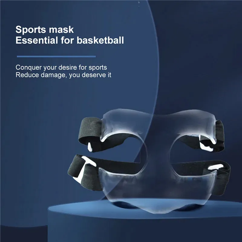 Ridhjälmar Transparent sportnäshjälm basketmaskvakt ansikte sköld skyddande anti -kollision med elastisk rem 231012