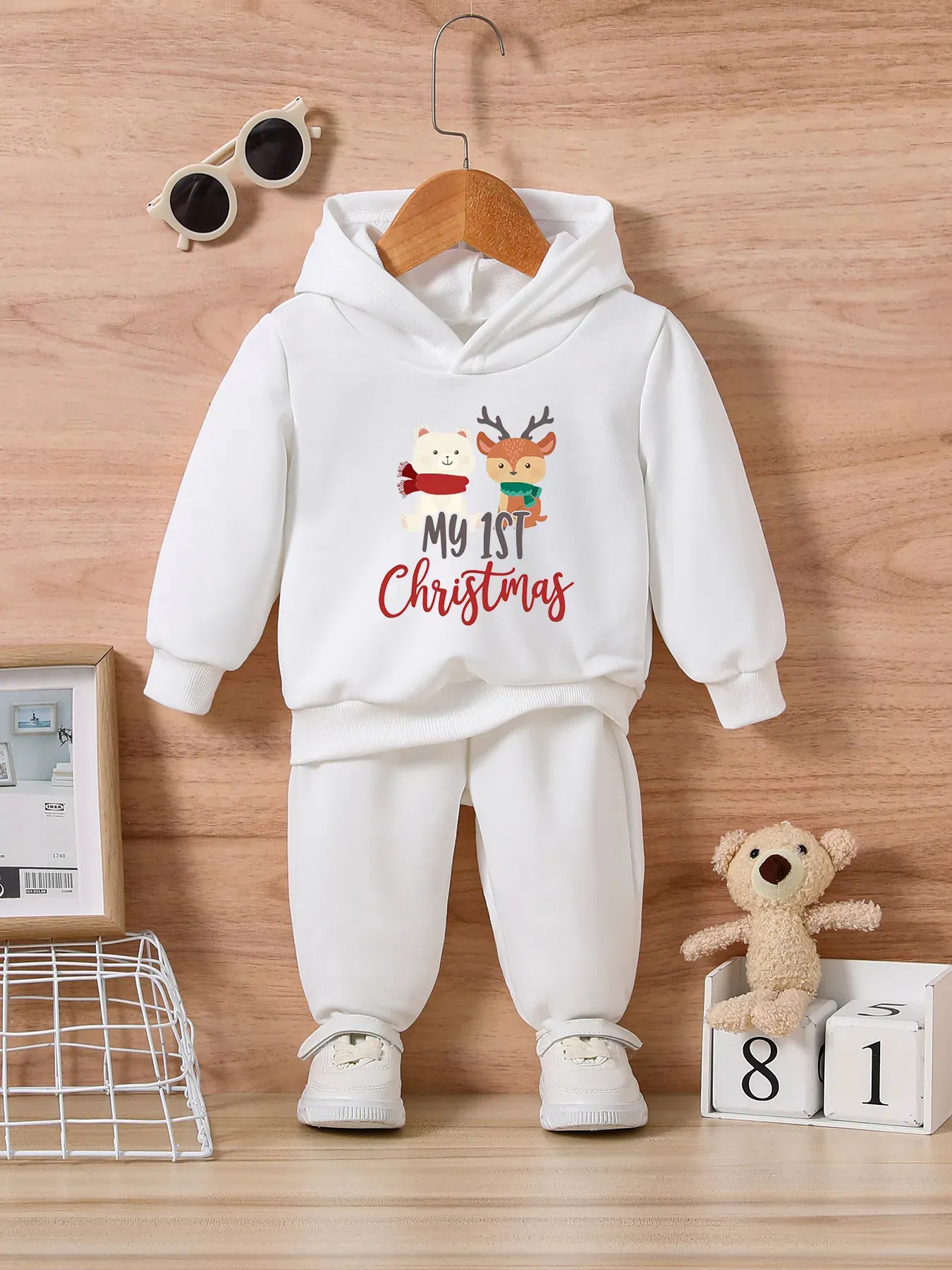 Ensembles de vêtements de Noël pour bébés garçons nés automne mode imprimé bonhomme de neige cerf haut à manches pour pantalons tenue pour tout-petits 0 36 m 231012