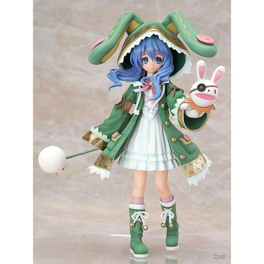 Mascottekostuums 18 cm Anime Sexy Figuur Date A Live Himekawa Yoshino Groen Konijn Oor Capuchon Cape Staande Pose Model Poppen Speelgoed Cadeau Verzamel Pvc