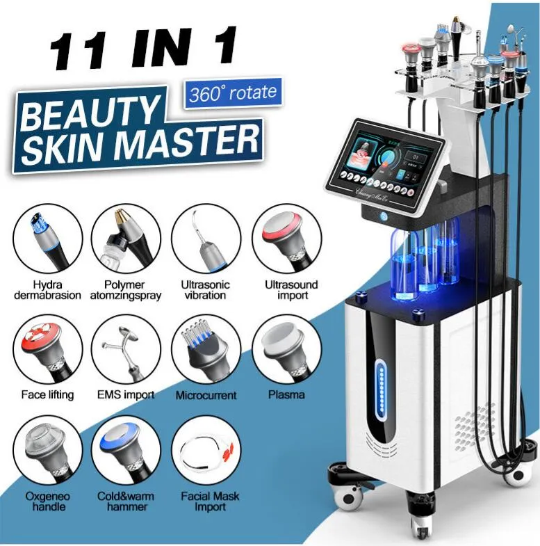 강력한 Hydra Dermabrasion Aqua Facial Machine 11 in 1 RF 초음파 껍질 hydro dermabrasion facial skin care Hydradermabrasion 뷰티 머신