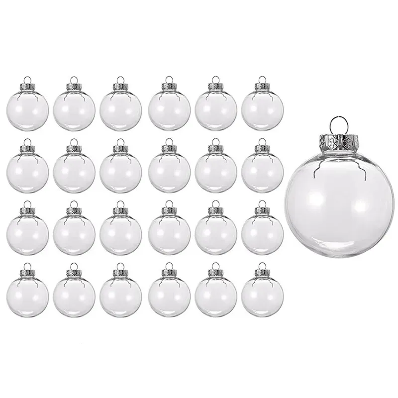 Décorations de Noël 24pcs boules de Noël remplissables en plastique transparent 8cm bricolage arbre de Noël ornement décoration arts artisanat 231012