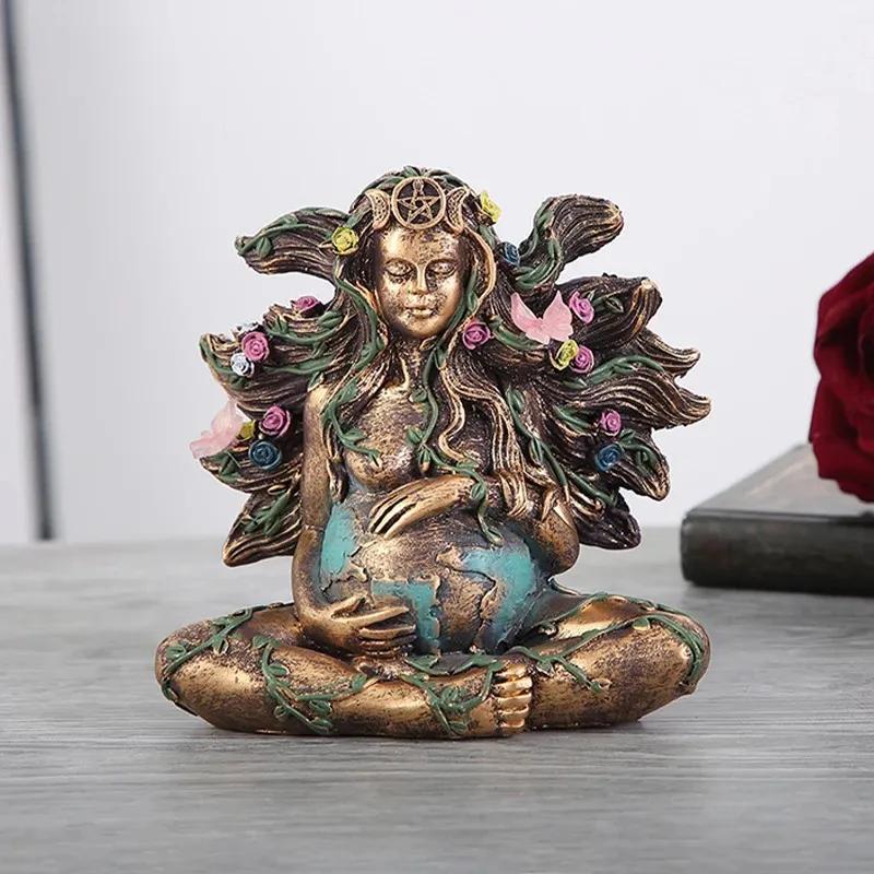 Oggetti decorativi Figurine Statua della Madre Terra Scultura Dea Gaia con farfalla Statuetta in resina Decorazione Artigianato moderno Home Office Decorazioni da tavolo 231012