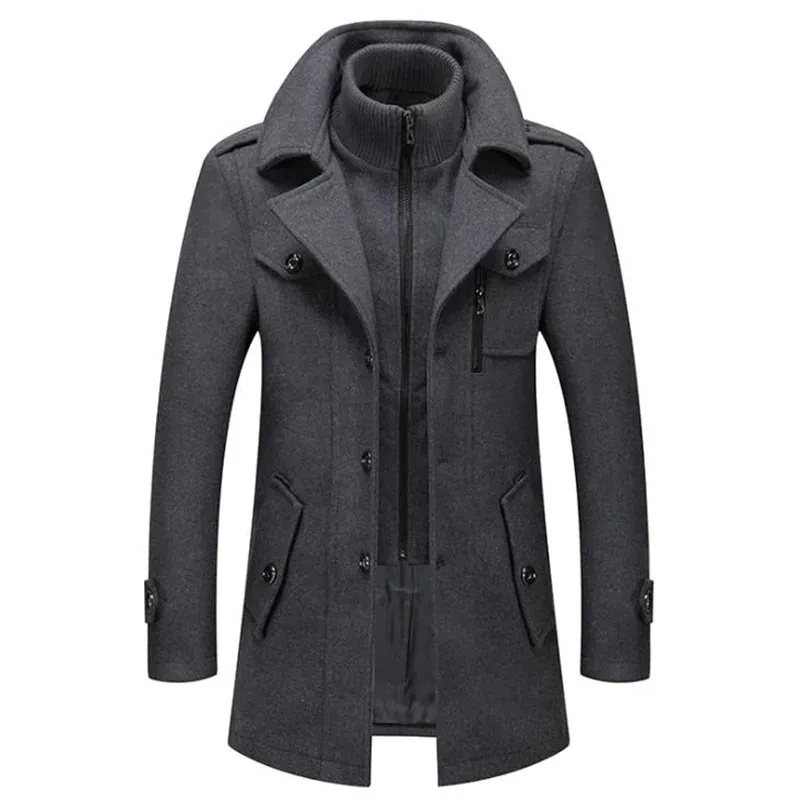 Giacca da uomo in misto lana Autunno Inverno Cappotto lungo antivento da uomo Cappotto casual spesso slim fit maschile 231012