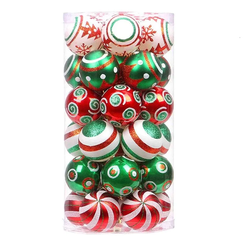 Décorations de Noël 30 pièces ornements de boule de Noël rouge vert et blanc suspendus ornements de boule de Noël décorations 6 Cm pour arbre de Noël 231012