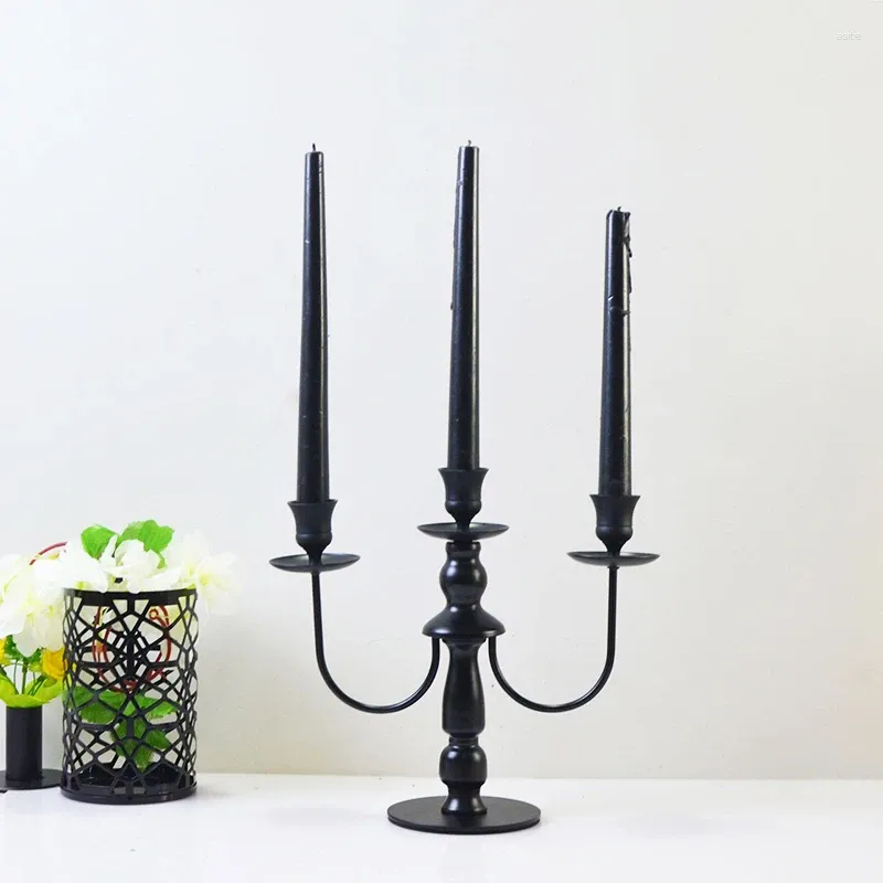 Candle Holders 3 & 5 Arms Black Candlestick Wedding Party Metal Romantic Stick Candlelight Dinner Stand Decor