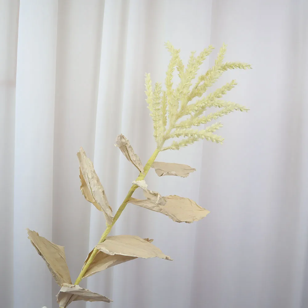 Flores simuladas, flores secas imitadas, grama flocada de alta montanha, folhas retrô, decoração de janela de exibição doméstica em estilo pastoral americano, atacado de flores