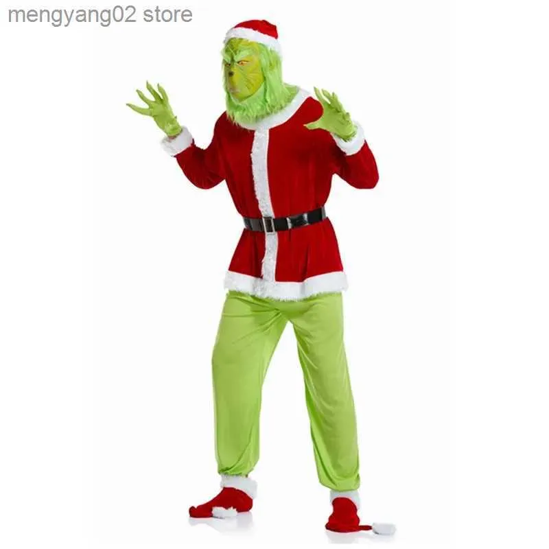 Тематический костюм Зеленый Большой Монстр для Мужчин 7 шт. Рождественский Делюкс Пушистый Взрослый Санта-Сюир Зеленый Косплей T231013