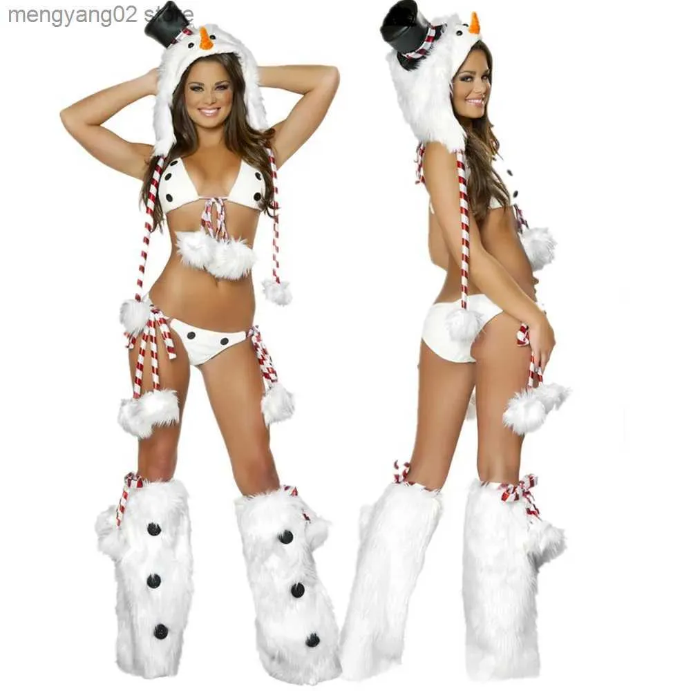 Theme Costume Sexy Snowman Penguin Christmas Come For Adult Women Suit White Velvet Fur Trim Mrs Claus Santa COSPLAY Clothing Outfit T231013