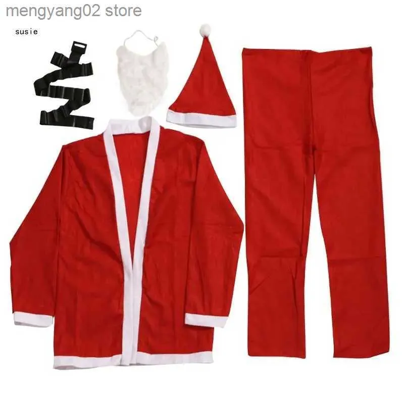 Costume de thème X7YA Noël Santa Come Set Santa Cosplay Barbe Dress Up Cosplay Santa Clauss Favor Carnavals Performance T231013