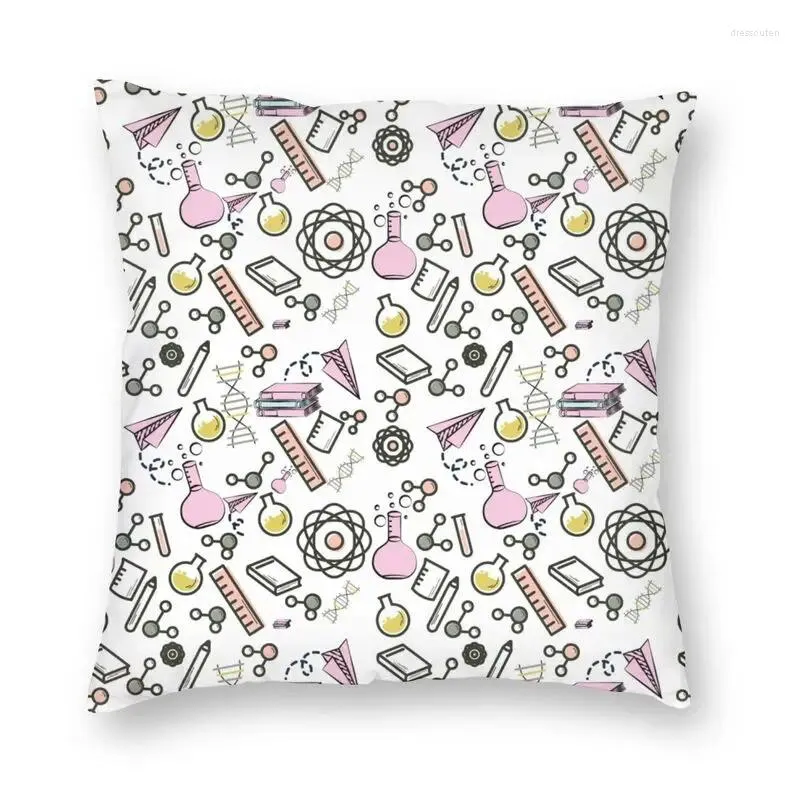 Housse de coussin carrée rose pour laboratoire de chimie scientifique, décoration de maison, cadeau pour enseignant en biologie, pour canapé